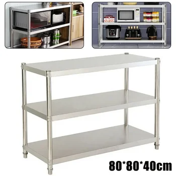 80×40×80 cm Supporto regolabile in acciaio inossidabile a 3 strati Scaffale in acciaio inossidabile 201 Scaffale salvaspazio in metallo per cucine 1