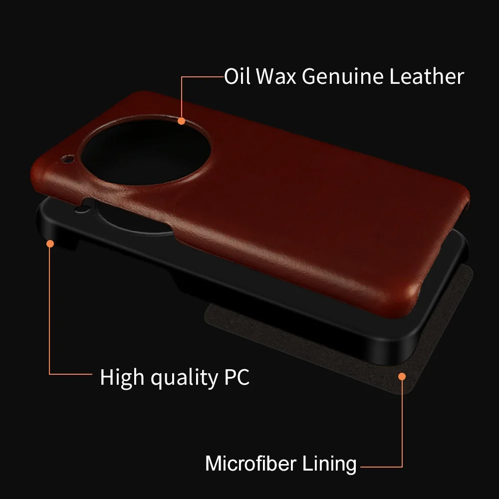 Vintage Oil Wax Genuine Leather Phone Case - Retro Back Cover