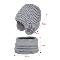 2Pcs/set Winter Kids Hat Scarf Toddler Bonnet Snowflake Pattern Knitted Infant Hats Outdoor Children Warm Accessories 4-10Y 6