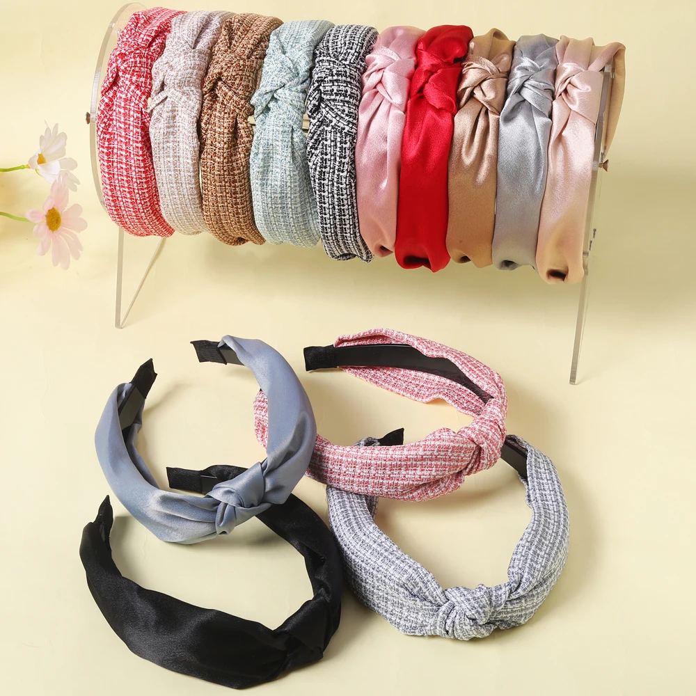 

Candygirl 6cm Chiffon Dumpling Knot Hairband Temperament For Women Daily Wash Face Hair Hoop Fashion Solid Color Hair Accessorie