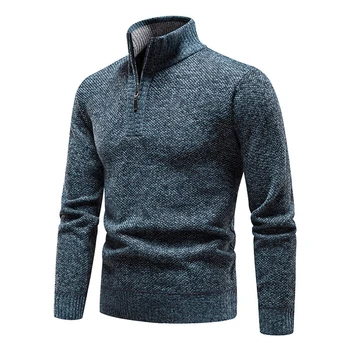 Inverno uomo dolcevita più spesso mezza cerniera maglione lavorato a maglia pullover collo alto felpe calde maglione maglione moda maglieria 1