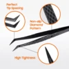 Private logo,MOQ 10 pcs Fiber Tip Lash Extension Tweezer, Titanium Black Eyelash Nano Tip Tweezer for Lash Tech Supplier 4