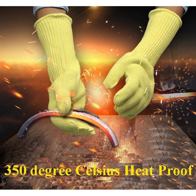 

662F Aramid Fiber BBQ Oven Baking Metal Cutting Hot Work Glass Processing Max 350 Centigrade Heat Resistant Work Gloves