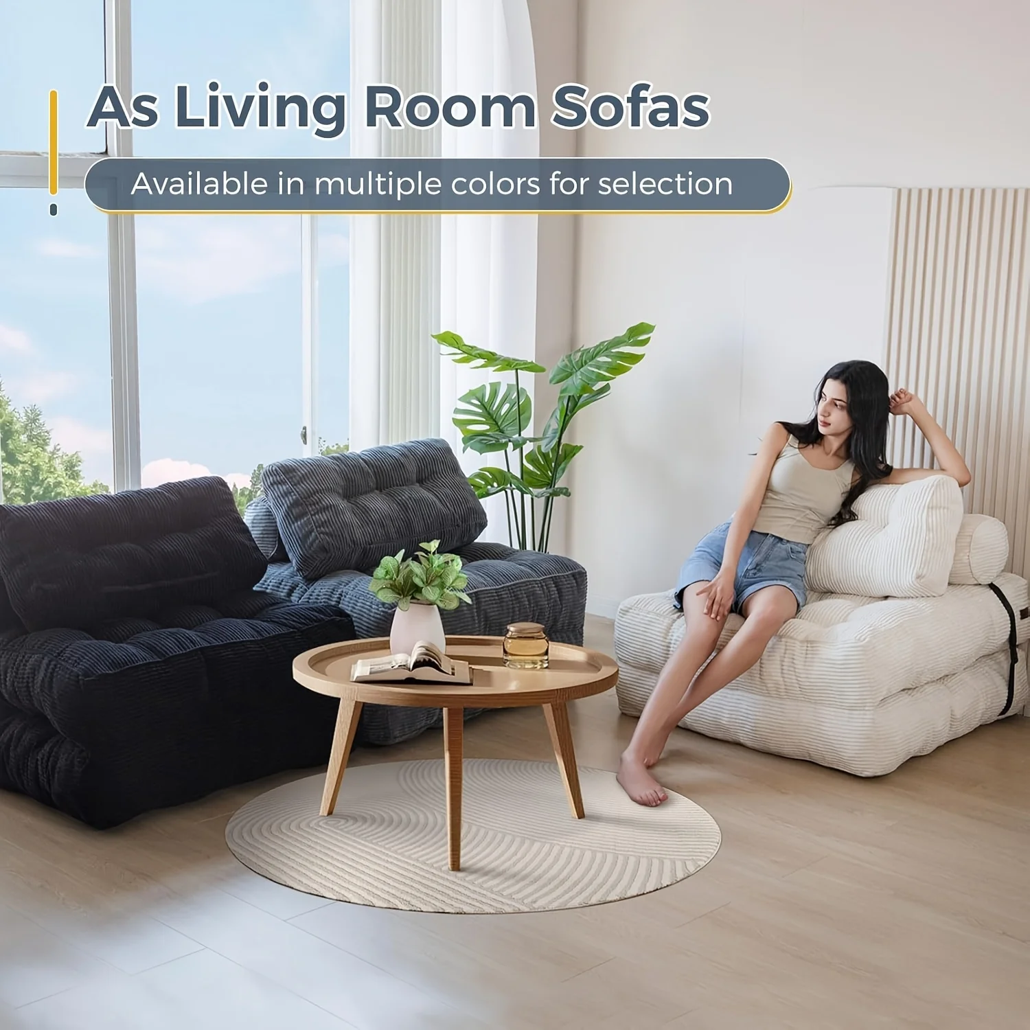 Modern Luxury Sofa Couch for Living Room, Bean Bag Chair, Adult Floor Sofa Bed, Suitable for Living Room and Bedroom