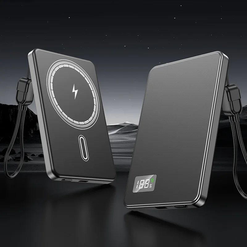 10000mAh 초슬림 마그네틱 보조배터리 3 in 1 고속 충전기 내장 케이블 CCC 인증 아이폰 삼성 아이워치 호환