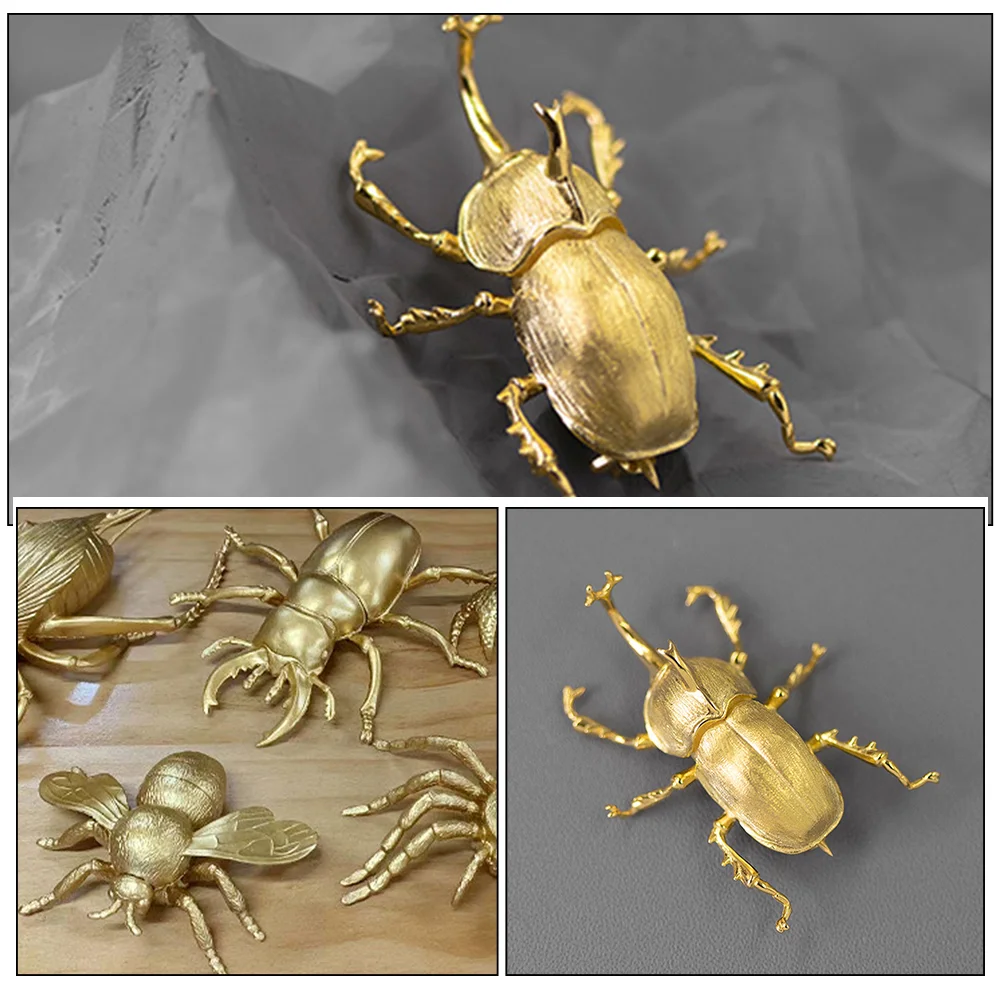 12Pcs Gold Insect Toy Golden Bee Ladybug Figurines Mini Insects Figurines Animal Solid Brass Insect Miniatures For Party 6