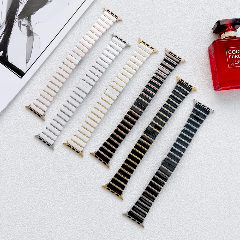 Ceramic Metal Strap for Apple Watch Band Ultra 9 8 7 45mm 41mm Men/Women Bracelet Wristbands IWatch 6 5 4 SE 44mm 42mm 40mm Band