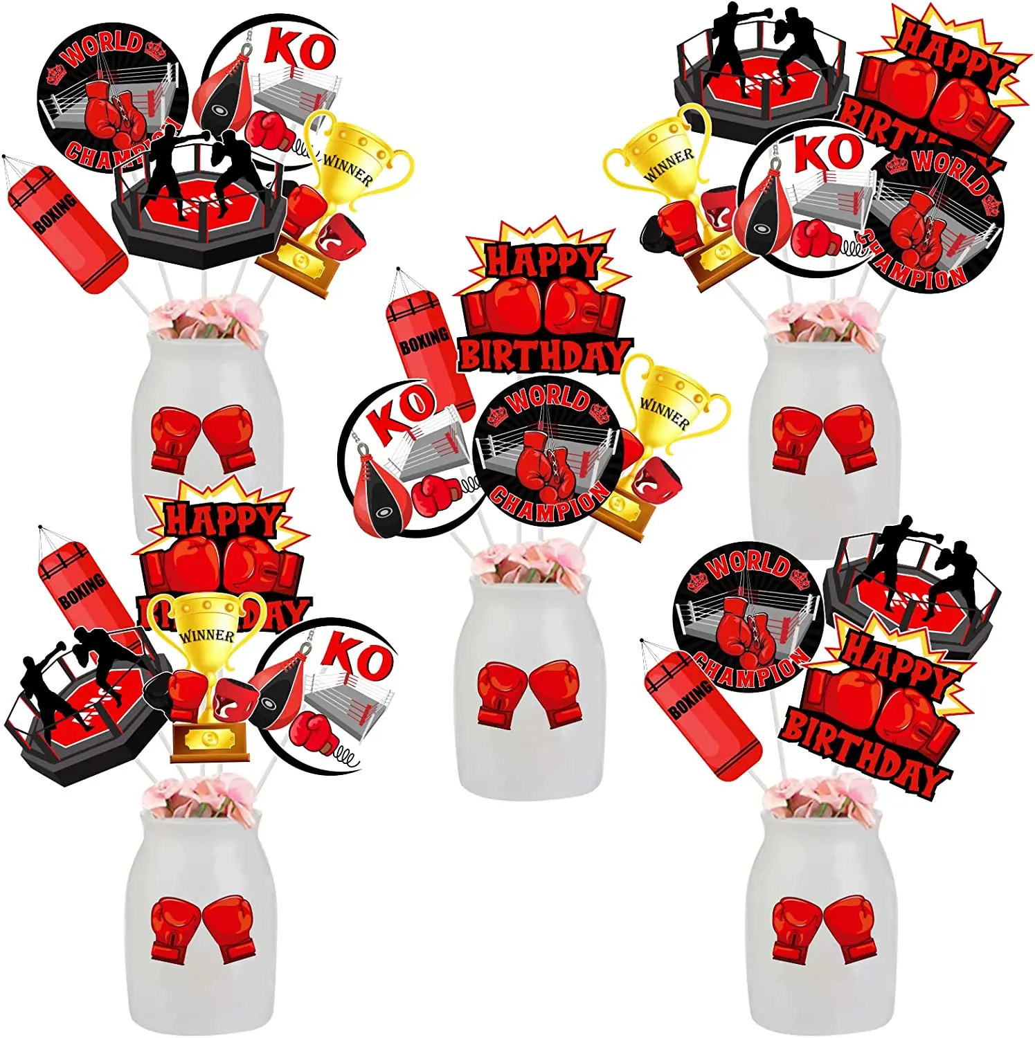 Decorazioni Per Feste A Tema Boxe – Set Completo Con Striscione, Palloncini E Topper Per Torta - 6