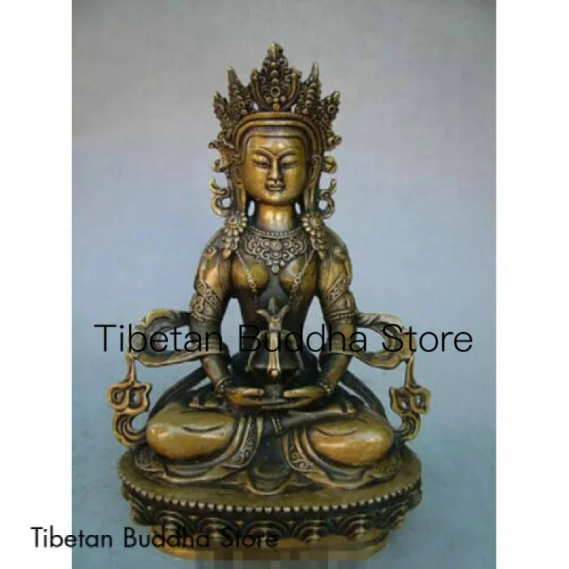 

8.4"Old Antique Chinese Ancient Collection Brass Bronze Tibet Buddha Statue