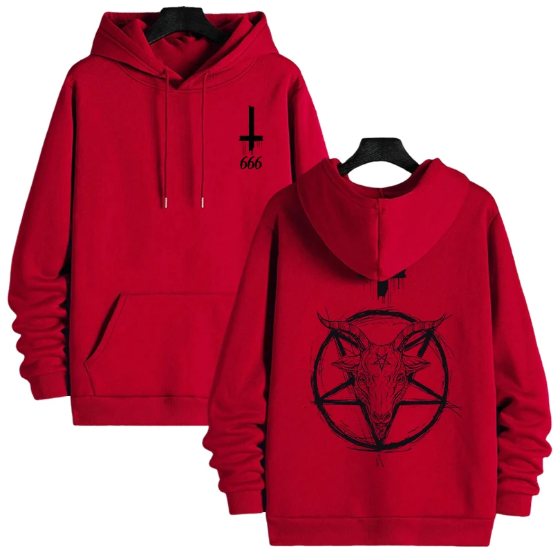 Dämonischer Druck Herren Hoodies 2025, Streetwear, Gothic, Satan, Sweatshirt, 666 Symbol, männlich, Herbst, Winter, Pullover, lässig, Top, Trainingsanzug – Detail 6