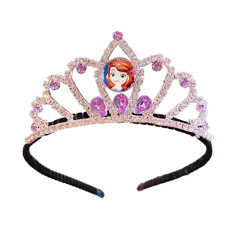 Disney Frozen Princess Crystal Crown Hairbands Fashion Hair Accessories Vintage Cartoon Girl Princess Birthday Headband For Girl hair accessories princess pretend toys