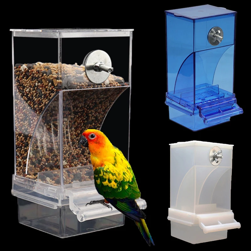 Acrylic No Mess Bird Feeders Automatic Parrot Feeder Drinker Food