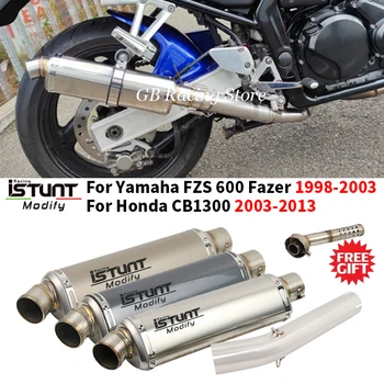 For Yamaha FZS 600 Fazer 1998-2003 For Honda CB1300 2003-2013 Motorcycle Exhaust 51MM Slip on iSTUNT Muffler Escape Moto