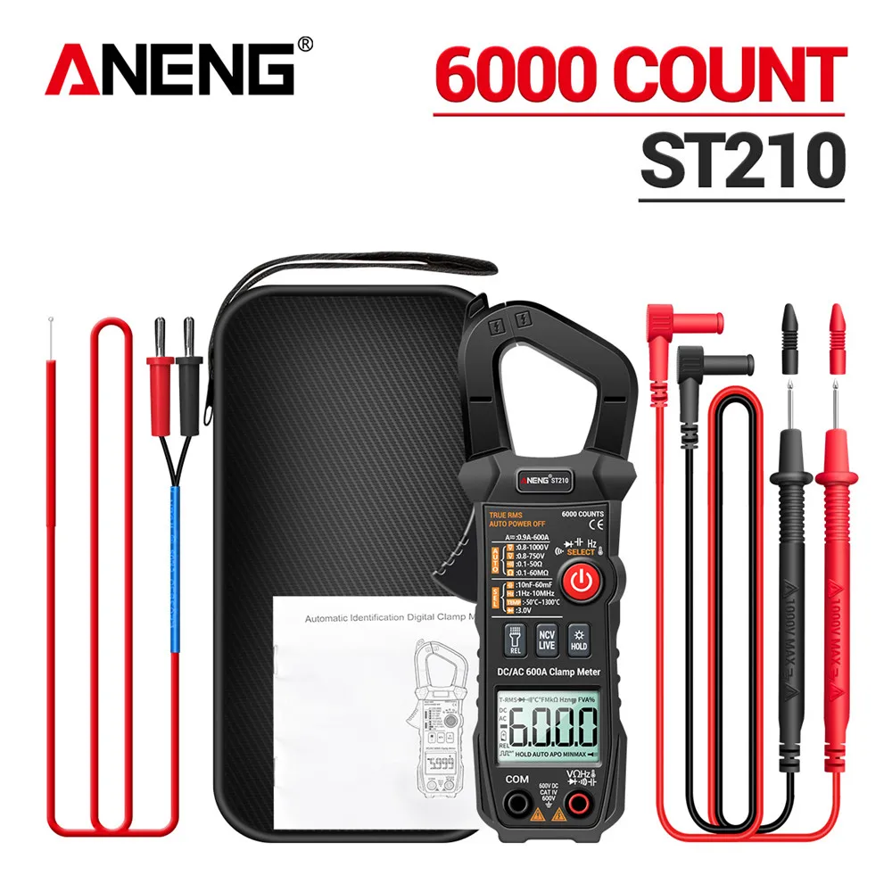 Aneng St210 Professional True Rms 6000 Counts Clamp Meter Dc/ac 600a Digital Multimeter Clamp