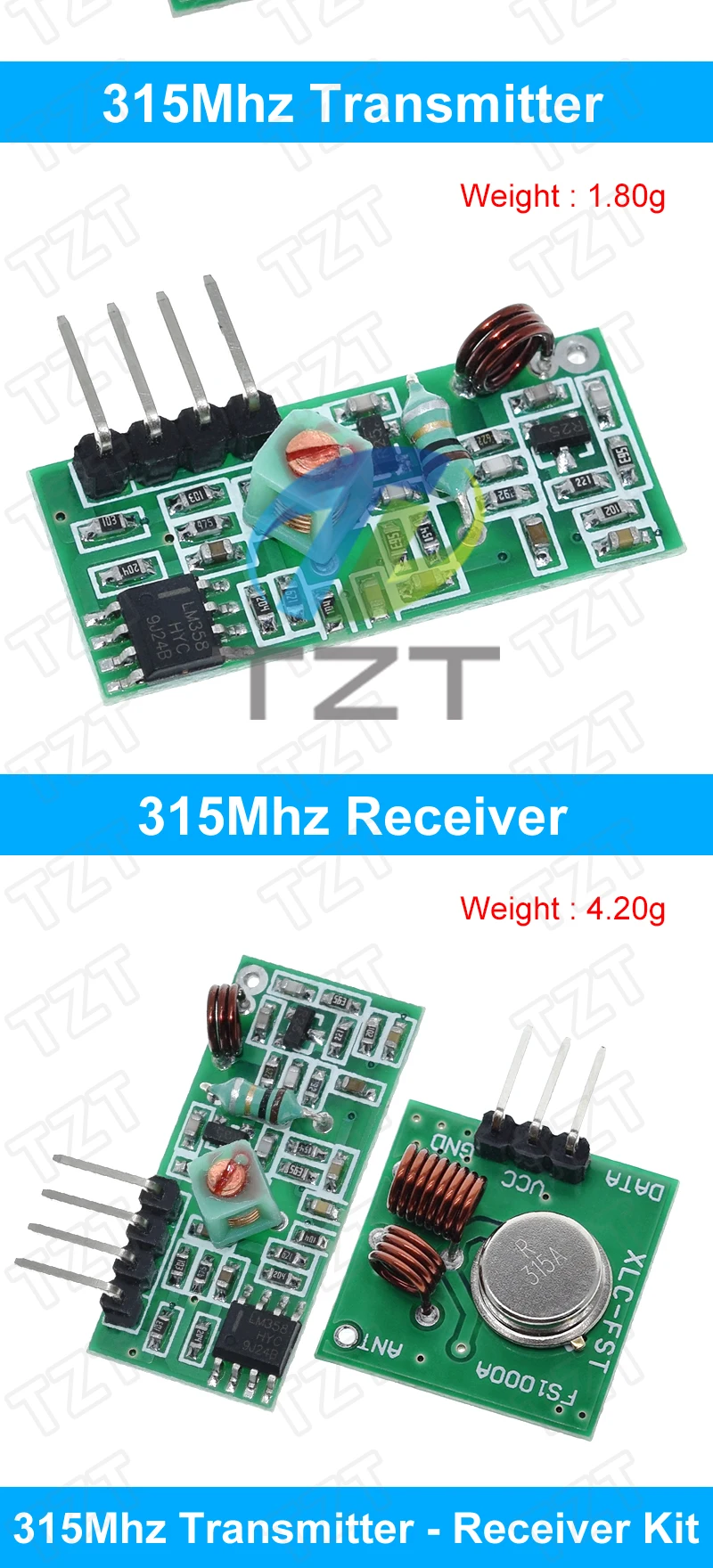 Tzt smart electronics 433mhz rf sender und empfänger modul link kit für arduino/arm/mcu wl diy 315mhz/433mhz drahtlos – Detail 8