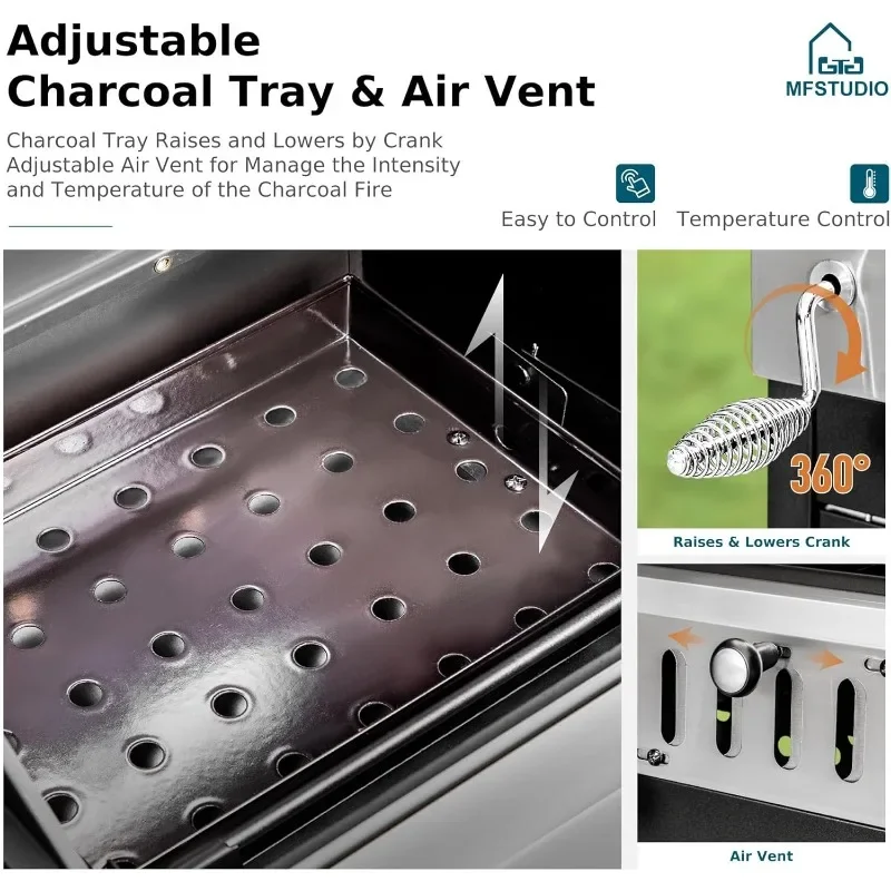 Sbe3b3309098e4a58b1fddaee2b03ad5bi Dual Fuel Propane Gas Grill and Charcoal Grill Combo with Side Burner, Porcelain-Enameled Cast Iron Grate Mallzona