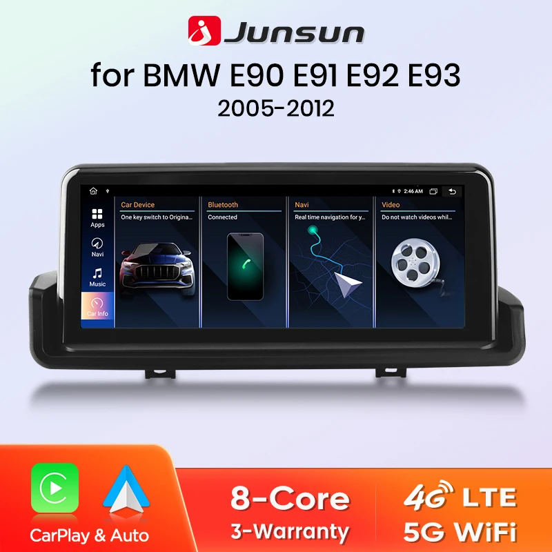 Junsun inalámbrico CarPlay Andorid Auto Radio de coche para BMW E90 E91 E92 E93 2005-2012 4G WiFi BT Audio unidad principal Multimedia estéreo 1