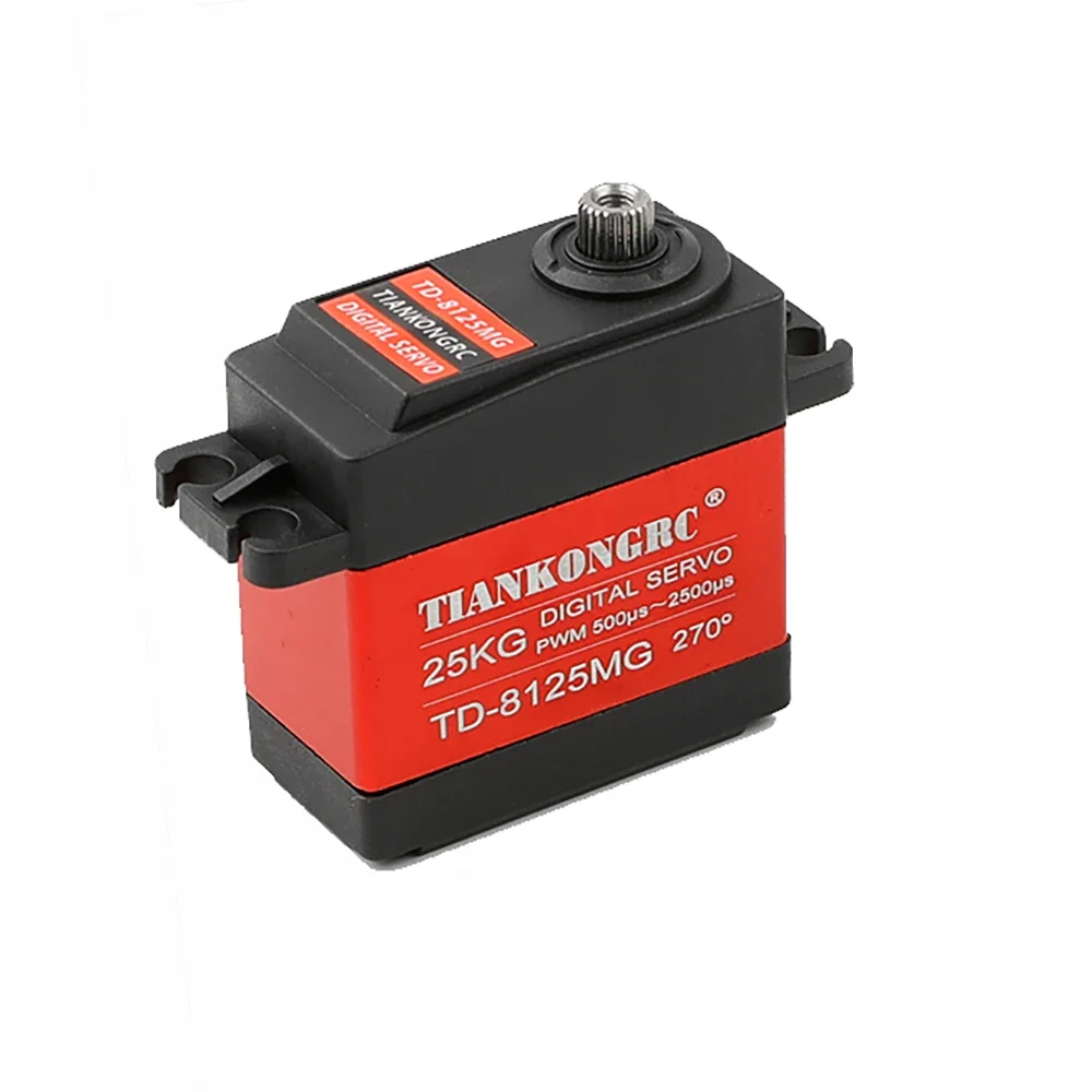 Servomoteur RC 360° 25KG avec bras de levier, parfait pour applications robotiques nécessitant un couple élevé.