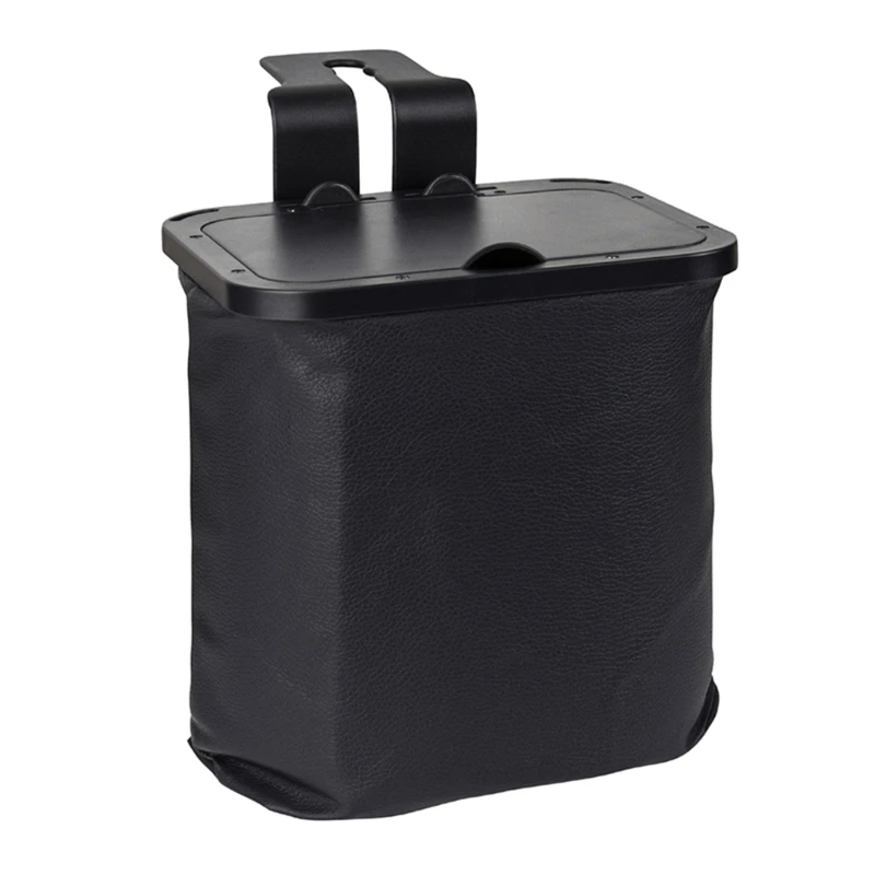 

Car Trash Can Collapsible Rubbish Basket with Hook & Lid Garbage Bin