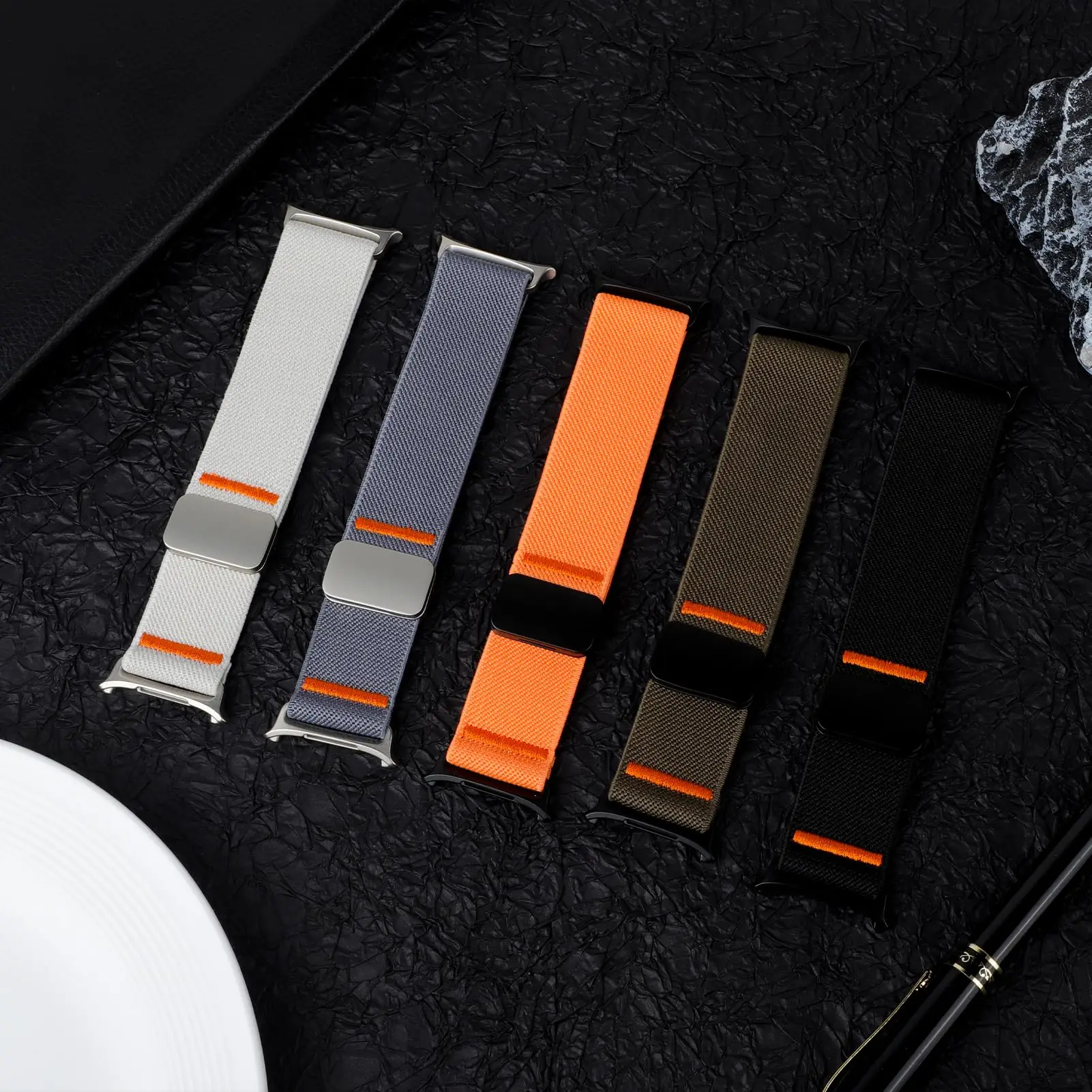 Armband für Samsung Galaxy Watch Ultra 2, 47 mm, elastisches magnetisches Nylon-Armband, Correa Galaxy Watch 9/8/8 Classic 46 40 mm 44 mm – Detail 5