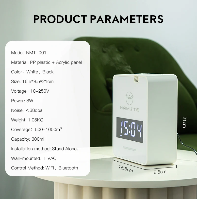 da fragrância, controle do WiFi e do