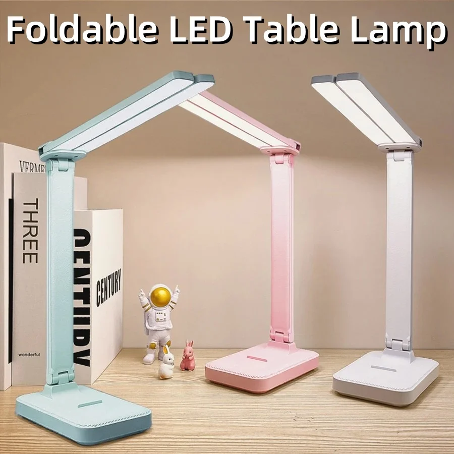 Table Lamp USB Rechargeable Foldable Read LED Desk Lamp 3 Levels Dimmable Touch Sensor Eye Protection for Bedroom Bedside Office