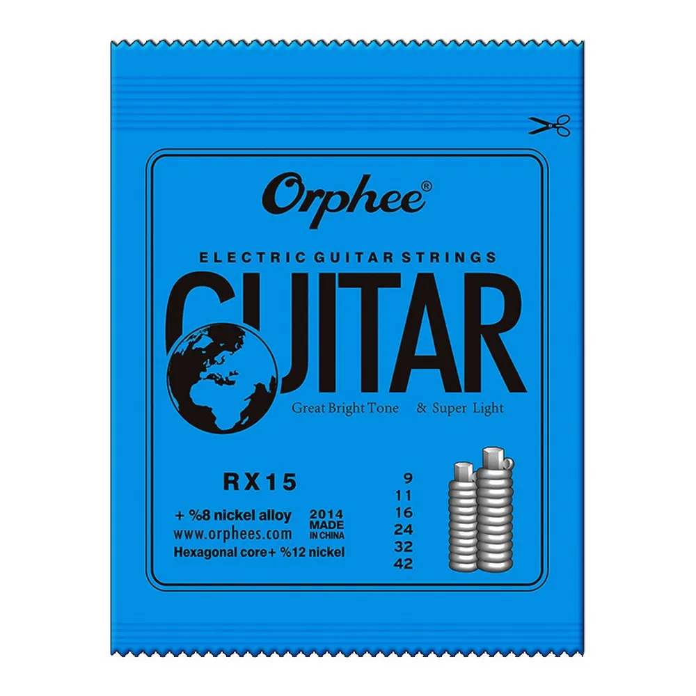 Orphee Electric Guitar Strings Set RX Series Hexagonal Carbon Steel 6 String for Electric Guitar Accessories Practice Use