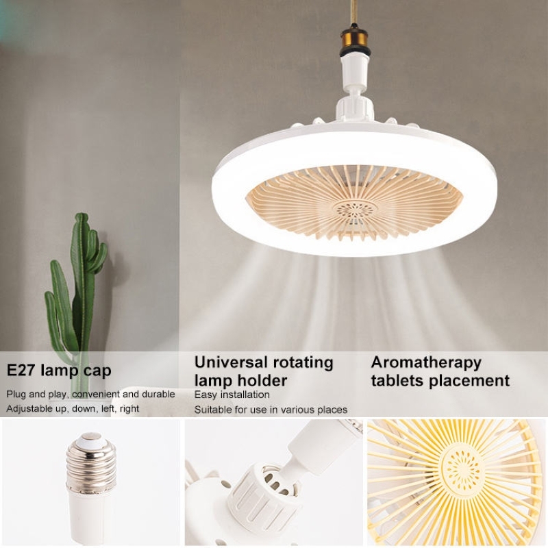 30W E27  LED Ceiling Fan with Light Remote Control Dimmable Ceiling Bulb with Cooling Fan 3 Modes Indoor Bedroom Chandelier