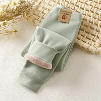 New Winter Children's Fleece Warm Render Pants for Boys Girls Thicken Velvet Leggings Kids Baby Base Pants Thickened Trousers 4