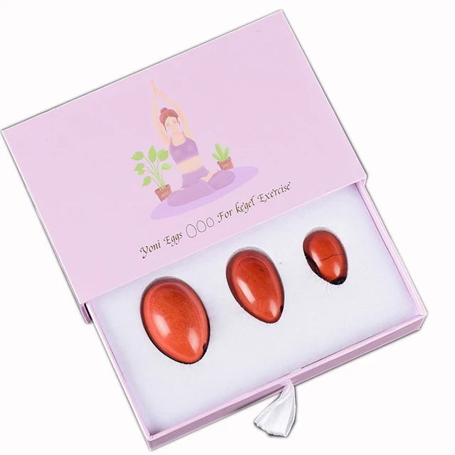 Jaspe rouge naturel pour femmes, exercice Kegel, œuf Yoni, resserrement musculaire du plancher pelvien, boule Ben Wa vaginale, œufs de Massage en Jade lisse 5