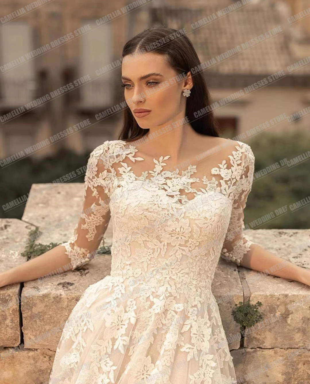 Exquisite Wedding Dresses For Women 2024 A Line Gentle Sexy Lace Applique Tulle Bridal Gowns Graceful Long Sleeve Vestido Custom 2