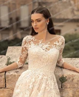 Exquisite Wedding Dresses For Women 2024 A Line Gentle Sexy Lace Applique Tulle Bridal Gowns Graceful Long Sleeve Vestido Custom 2