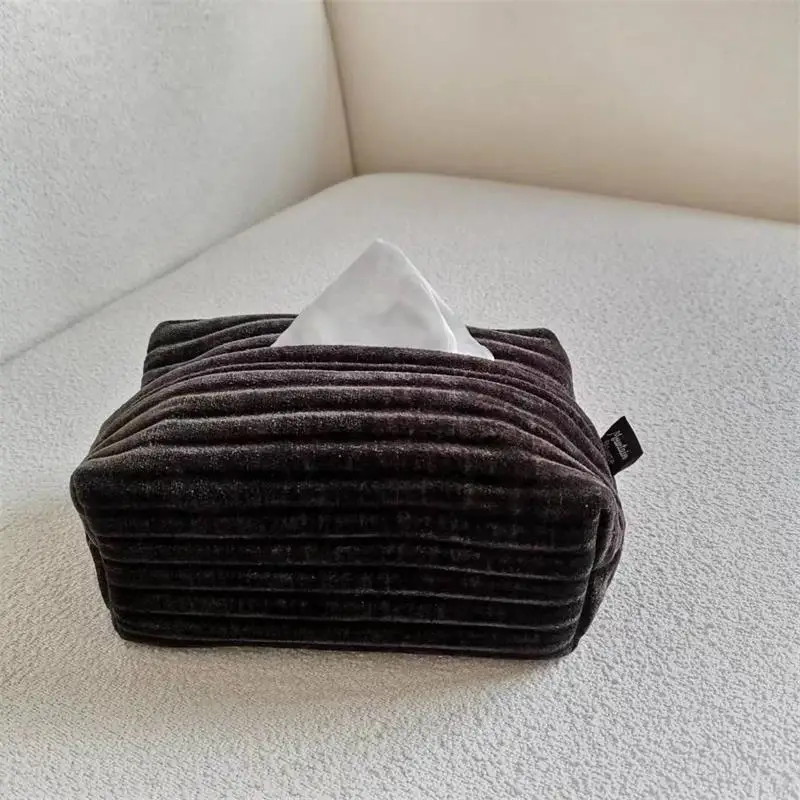 Drop Shipping Modern Simple Velvet Jacquard Tissue Box-like Home and Office Tissue Set Napkin Holder Caja De Pañuelos 3