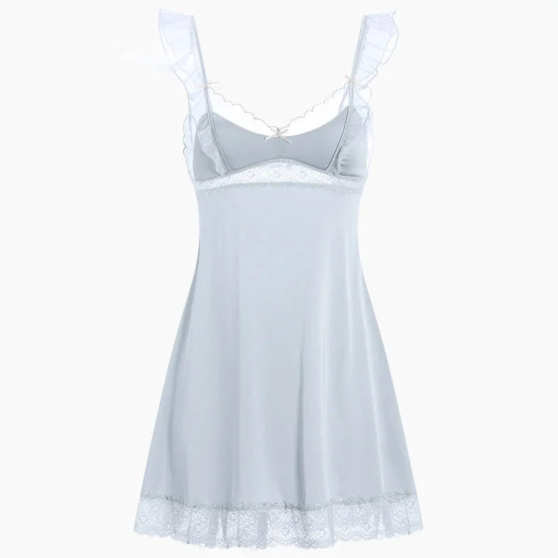 Sexy Silky Nightgowns Lingerie Pajamas Women's Sleepwear Sling Nightdress Lace Seduction Pure Desire Hot Hollow Out Night Gown