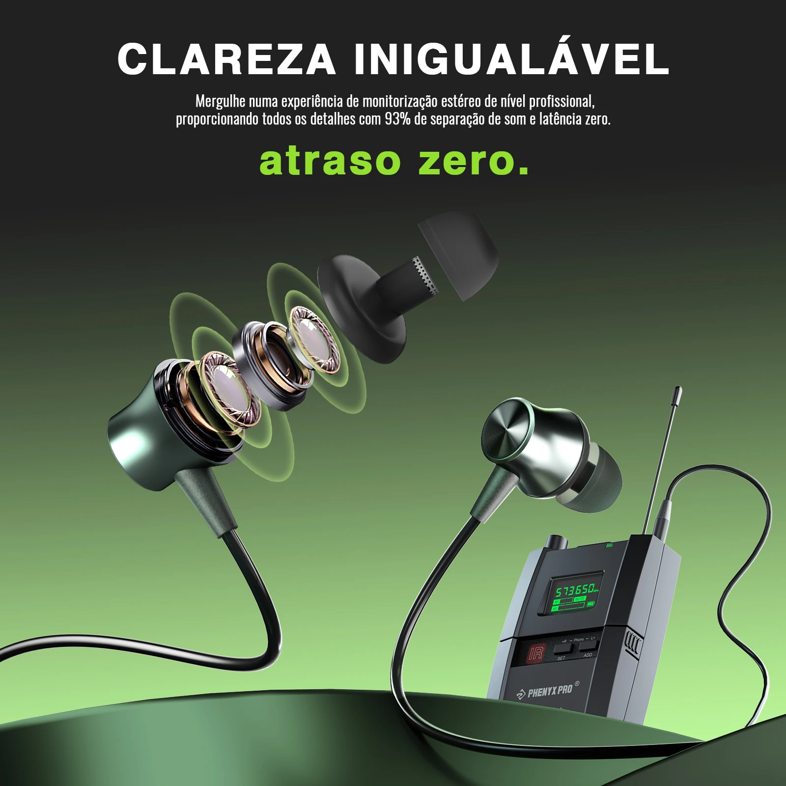 Wireless In Ears Monitor System Phenyx Pro PTM-10 Stereo Stage Return Bodypack Receiver IEM system 900MHz/500MHz Frequency Band