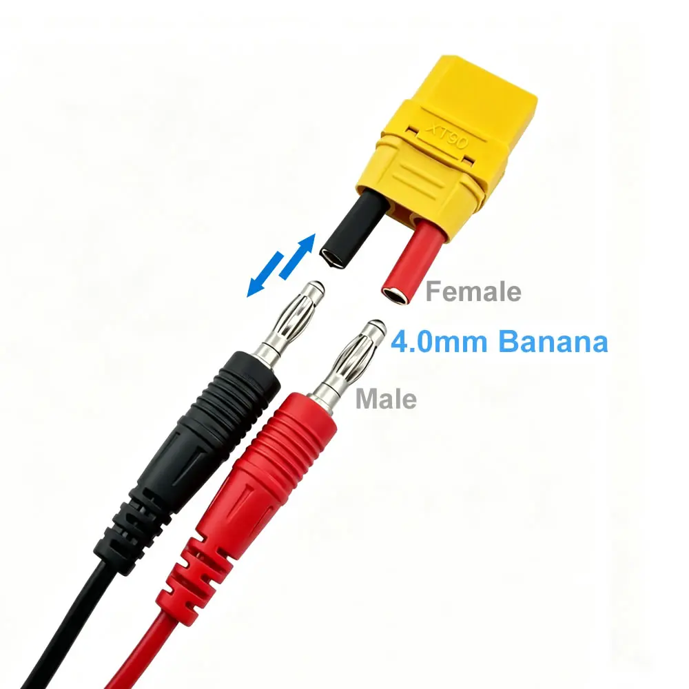 XT90-4mm 바나나 플러그 어댑터, FPV RC 전원 공급 장치용 리포 배터리 충전 리드/4.0mm 바나나 충전 코드