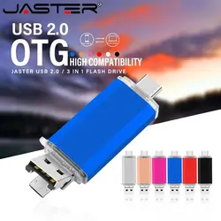 JASTER TYPE-C OTG 3 in 1 USB Flash Drive 64GB For Android Phone Memory Stick Silver Metal Pen Drive Blue Micro USB Stick U Disk