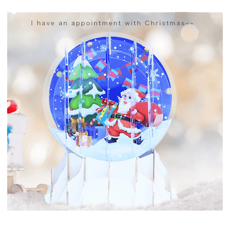 3D Snowdome Pop Up Christmas Card, Christmas Jesus Nativity, Crystal Snow Globe, Xmas Invitation, Gift, Religious