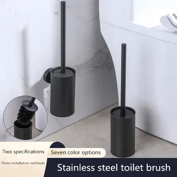 Scopino per WC in acciaio inossidabile di tipo circolare Porta scopino per pulizia bagno nero con supporto a parete per scopino Sette opzioni di colore 1