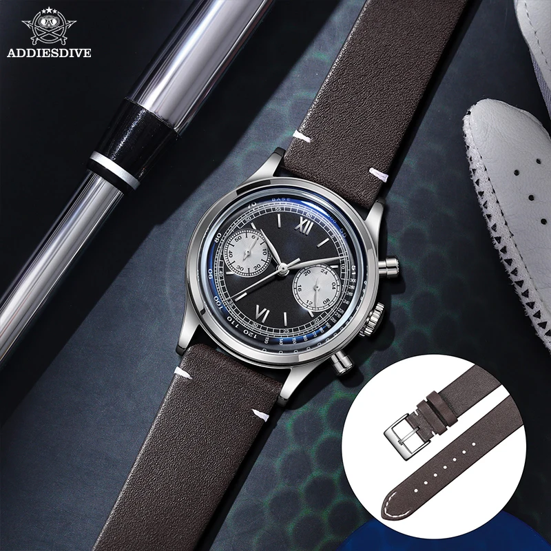 حزام ساعة جلدي للرجال من Addiesdive مقاس 20 ملم با...