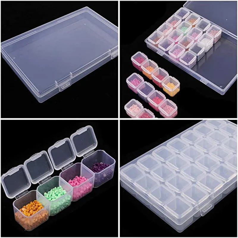 28/56 Girds Adjustable Plastic Storage Box with Label Sticker For Jewelry Nail Art Diamond Painting Accessories Container boxes For Storage Box Jewelry Box Plastic Storage Box Storage Container