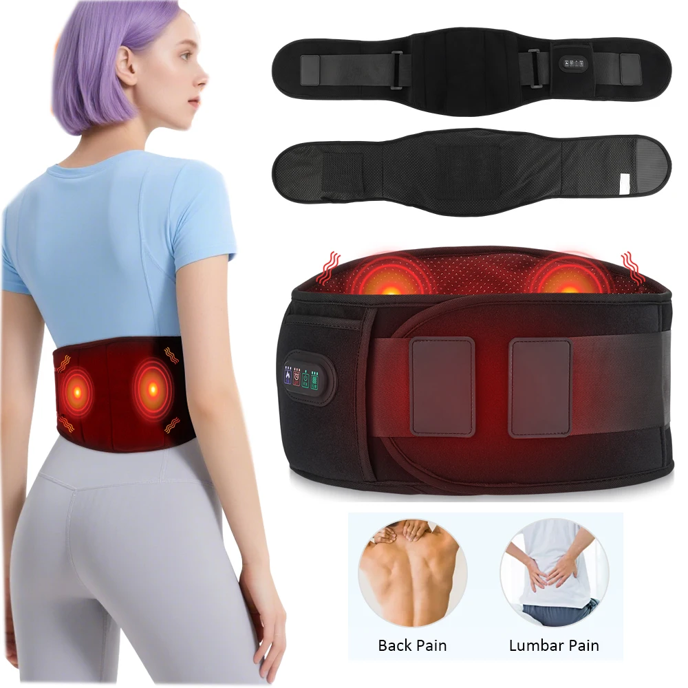 Electric Heating Back Waist Massager Support Belt Vibration 3 Levels ...