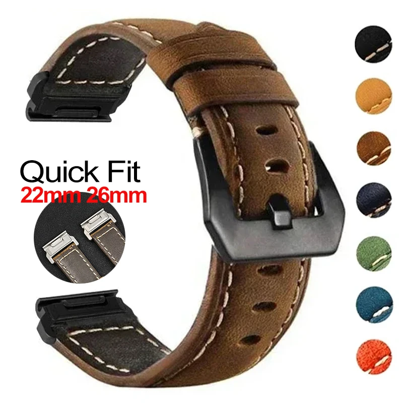 Premium Genuine Leather Quickfit Watchband Strap – 26mm & 22mm
