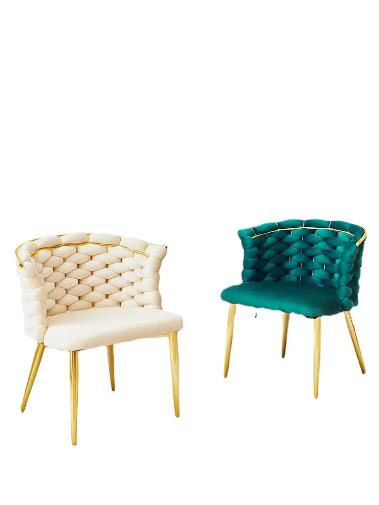 

YY Light Luxury Woven Stool Modern Simple Home Backrest Manicure Chair