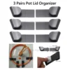 3Pairs Plastic Pot Lid Rack Wall-Mounted Organizer Hanging Holder for Pan Pot Cover Rack Kitchen Storage
