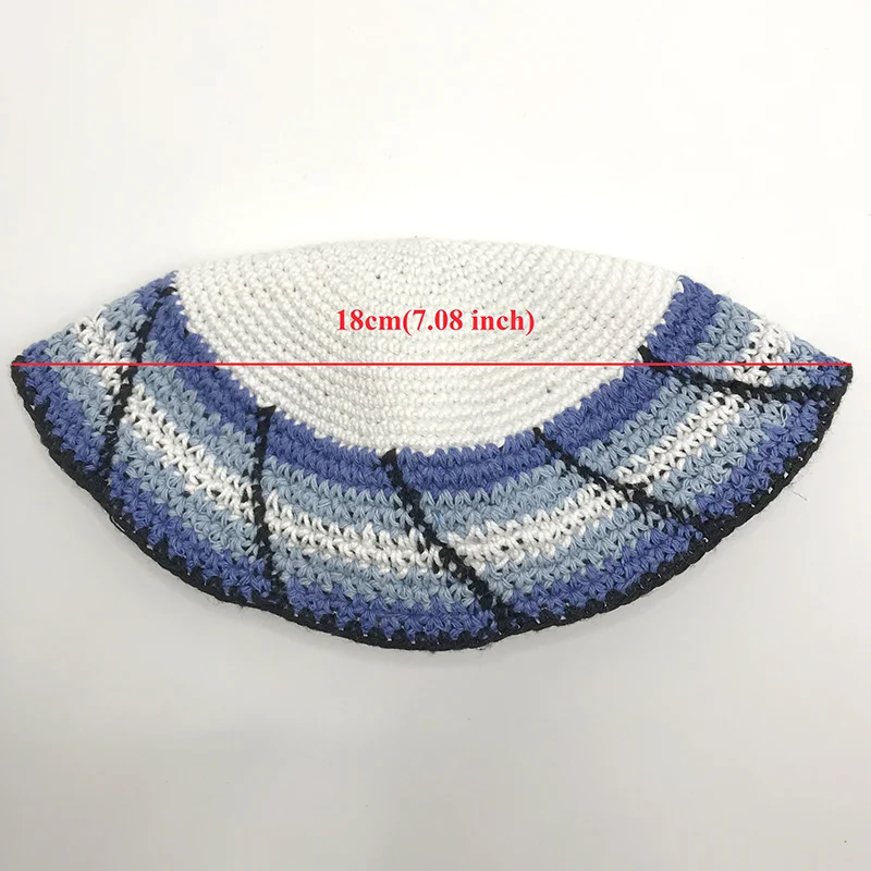 18cm Jewish Kippah Handmade Knitted Yamaka Hat for Men Judaica Yarmulke Kipa Kippot Gift