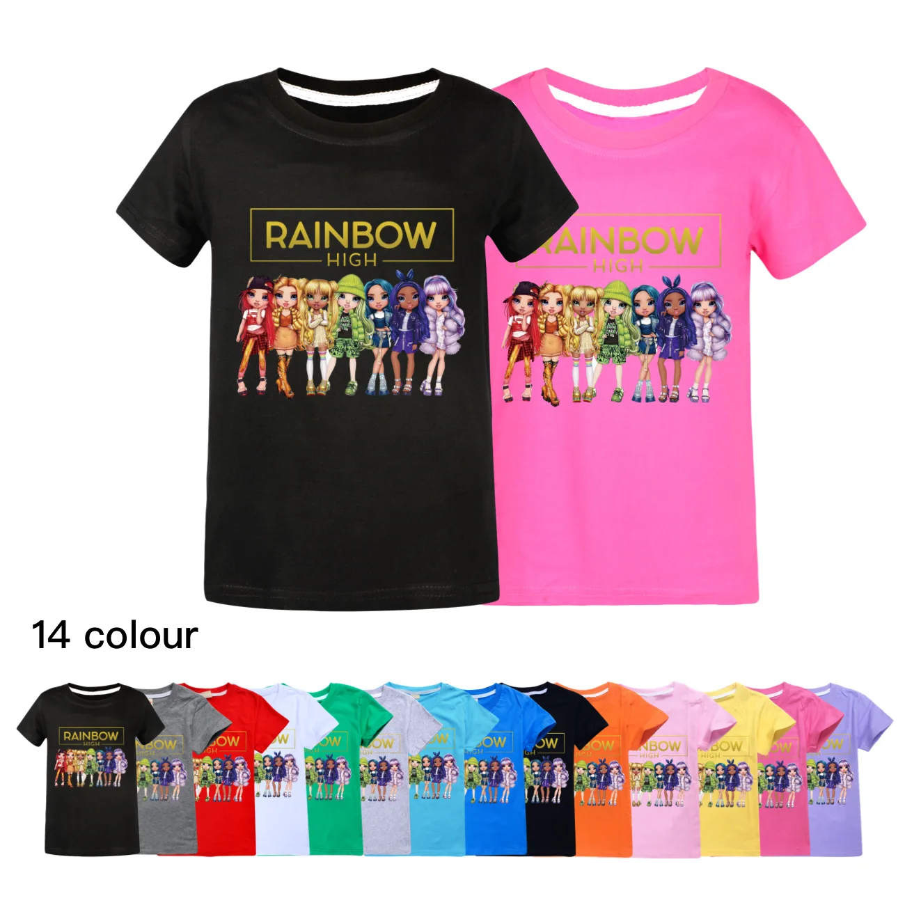 

Fantasy Friends Rainbow High T Shirt Kids Summer Clothes Girl Short Sleeve Tops Toddler Boy Fashion Streetwear Children Clothing