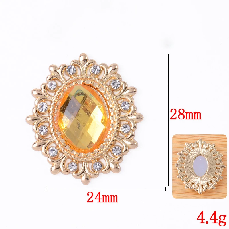 Gold Alloy Decorative Acrylic Buttons, 10PCS - Ideal for Clothing, Packaging, and Hair Accessories