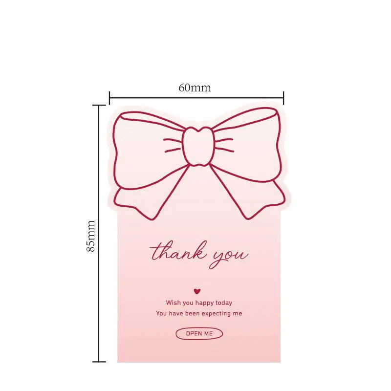 핑크 나비매듭 땡큐 스티커, 선물 상자용 접착 장식 도장 라벨, 베이킹 용품, 비즈니스 패키지, 세트당 10 개