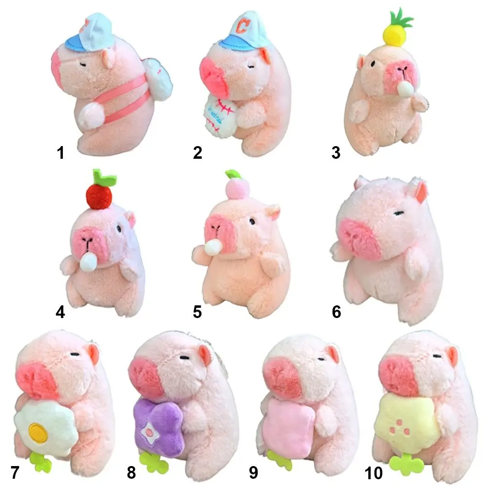 Kawaii Pink Capybara Keychain Cute Toy Fluffty Animal Soft Cartoon Capybara Pendant